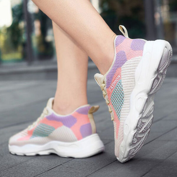 Casual Colorblock Lace-up Sneakers Women Versatile Breathable Lightweight Walking Running Shoes - Image 6