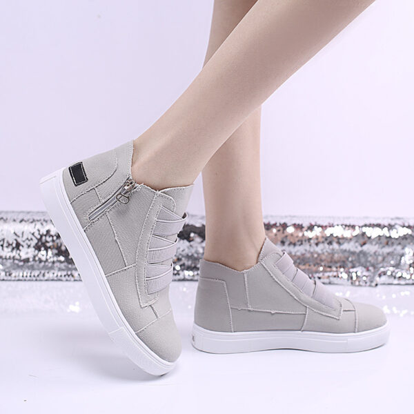 Canvas Flat Shoes Women Side Zipper Walking Sneakers - Image 10