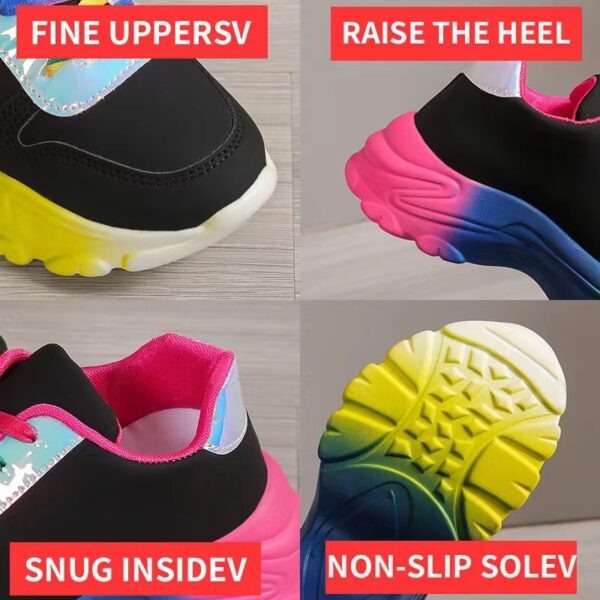 INS Style Rainbow Color Sports Shoes For Women Thick Bottom Lace-up Sneakers Fashion Casual Lightweight Running Walking Shoes - Image 7