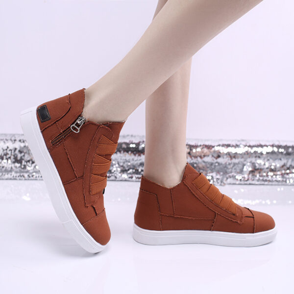Canvas Flat Shoes Women Side Zipper Walking Sneakers - Image 4