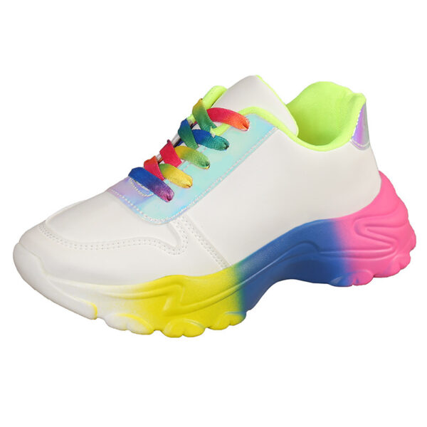 INS Style Rainbow Color Sports Shoes For Women Thick Bottom Lace-up Sneakers Fashion Casual Lightweight Running Walking Shoes - Image 8