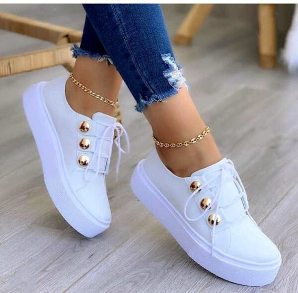 Lace-up Flats Sneakers Women Rivet Casual Shoes - Image 5