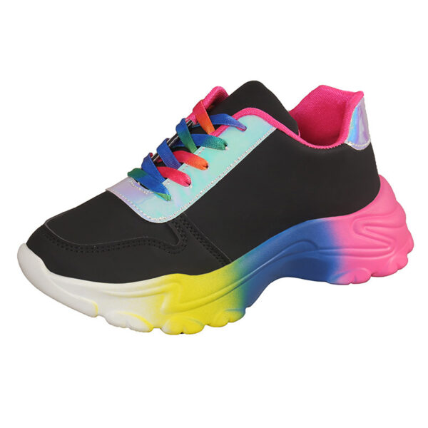 INS Style Rainbow Color Sports Shoes For Women Thick Bottom Lace-up Sneakers Fashion Casual Lightweight Running Walking Shoes - Image 5