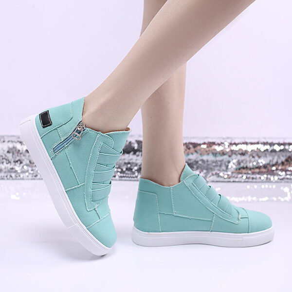 Canvas Flat Shoes Women Side Zipper Walking Sneakers - Image 2