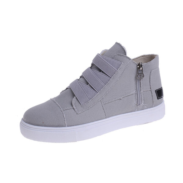 Canvas Flat Shoes Women Side Zipper Walking Sneakers - Image 8
