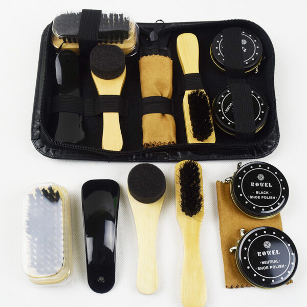 Shoe Polish Bag Leather Shoe Care Set Of 8 - Image 6