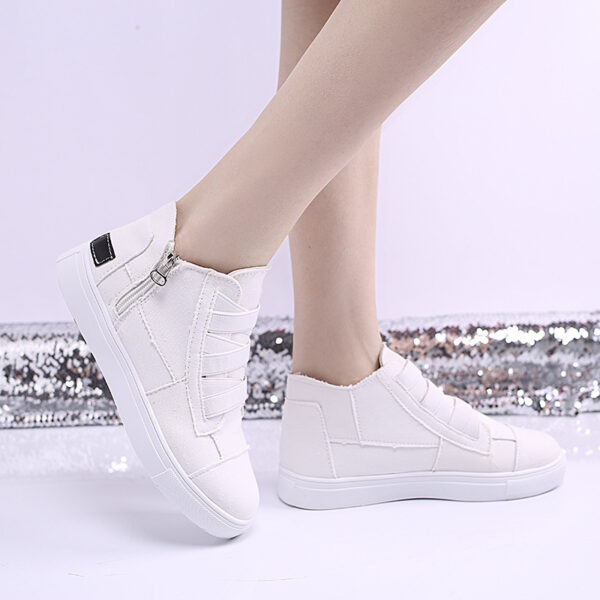 Canvas Flat Shoes Women Side Zipper Walking Sneakers - Image 3